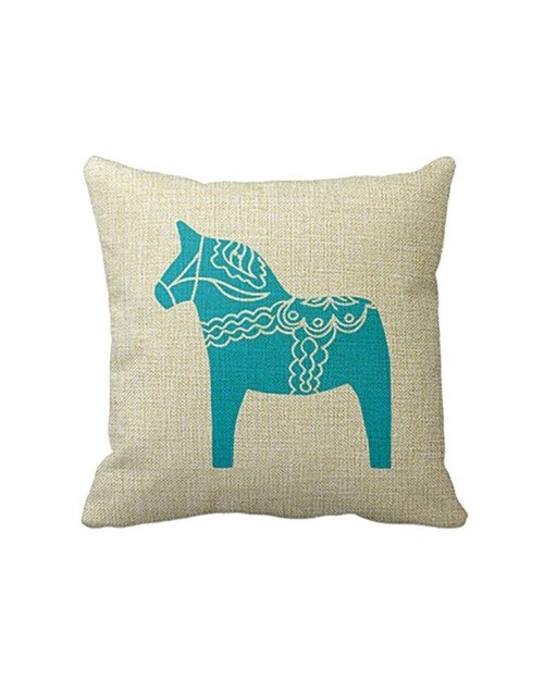 Blue Dala Horse Throw Pillowcases